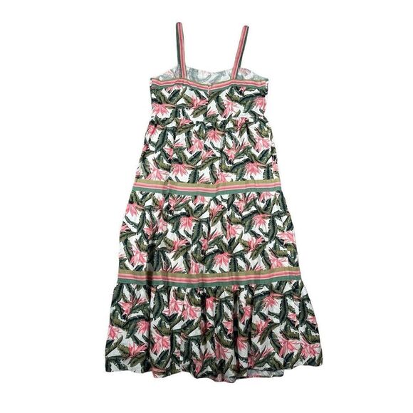 NWT Loft Paradise Tiered Maxi Dress Linen Tropical Leaf Floral Print Long 16 - Picture 4 of 13
